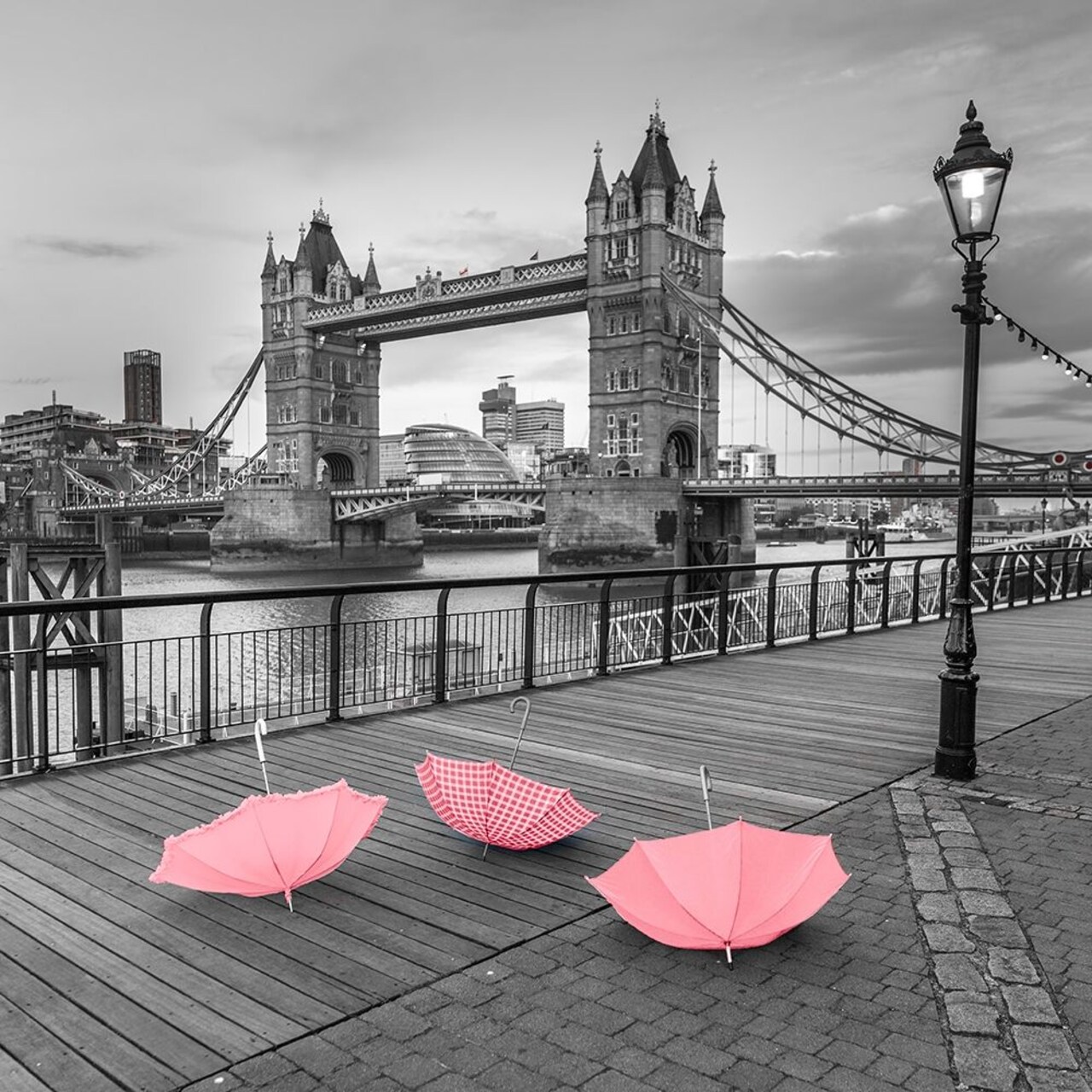 Pink umbrellas, Tower bridge, London Poster Print by Assaf Frank - Item # VARPDXAF20150627044P1